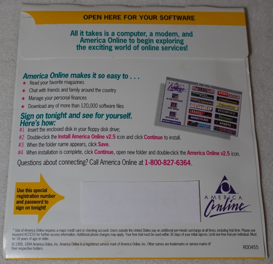 America Online Macintosh Version 2.5 1990s New Sealed 3.5" Program Disk Unused