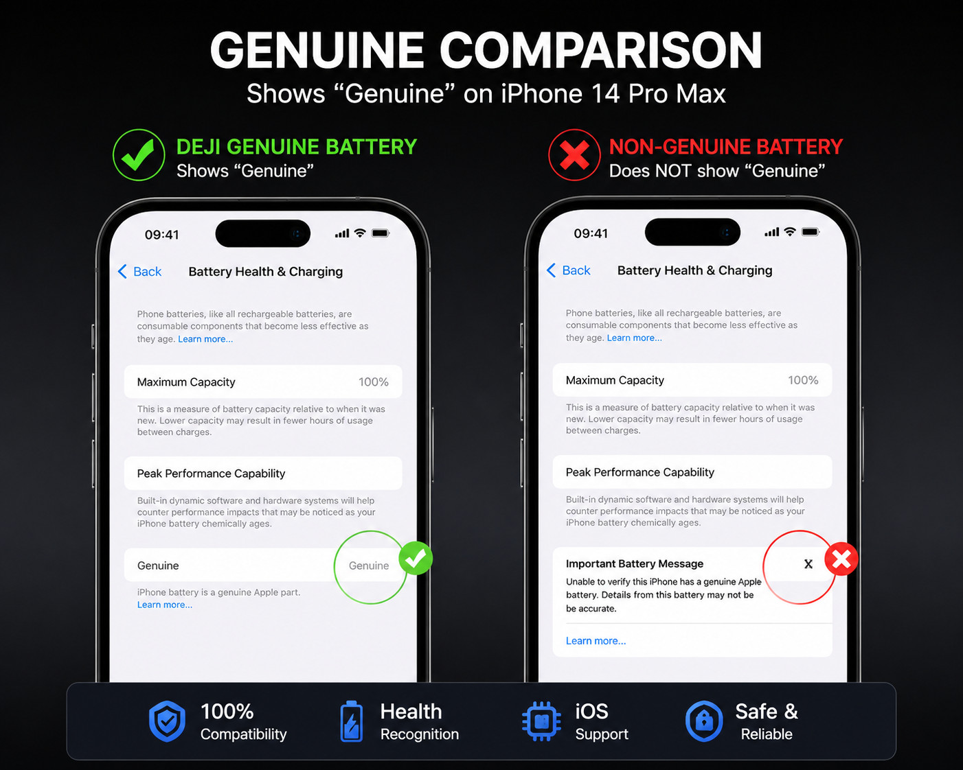 DEJI Battery for iPhone 14 Pro Max 4900mAh High Capacity OEM Quality Replacement