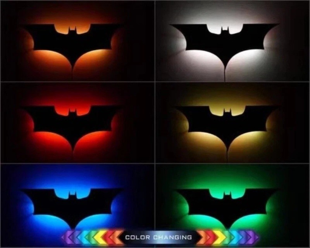 Wireless Batman Logo LED Night Light – Remote Controlled Bedroom Lamp Decor