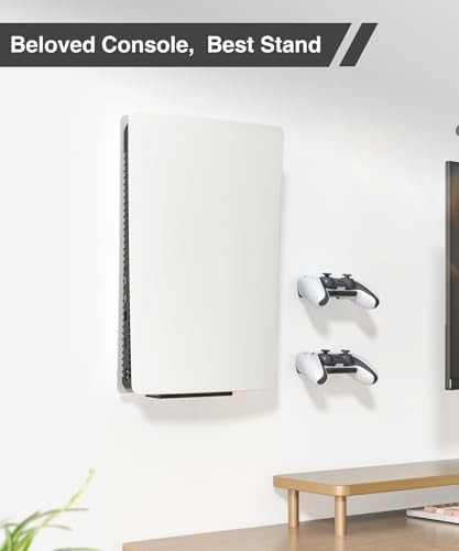 Upgraded Adjustable Console Holder Wall Mount for PS5: Black Gaming Stand for Pl