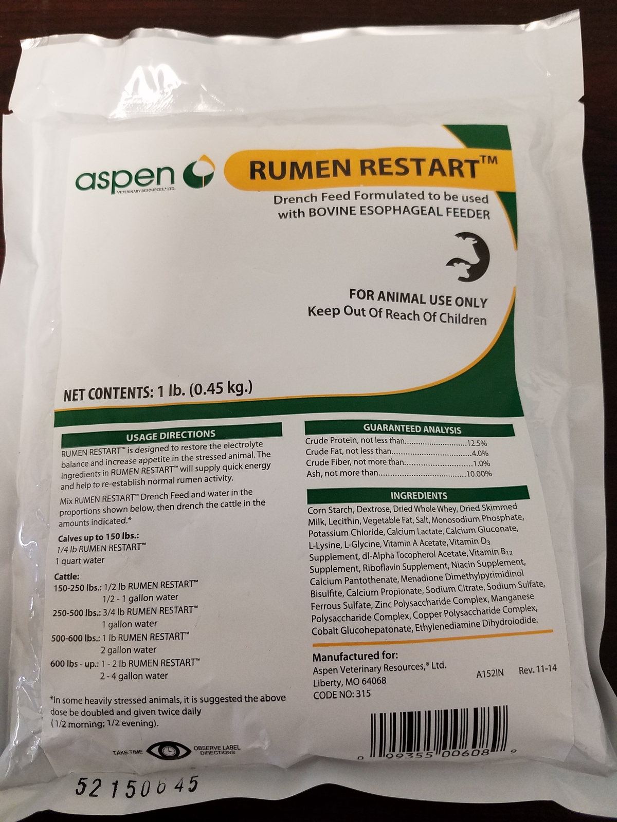 Rumen Restart Nutritional Supplement 1 Pound Quick Energy