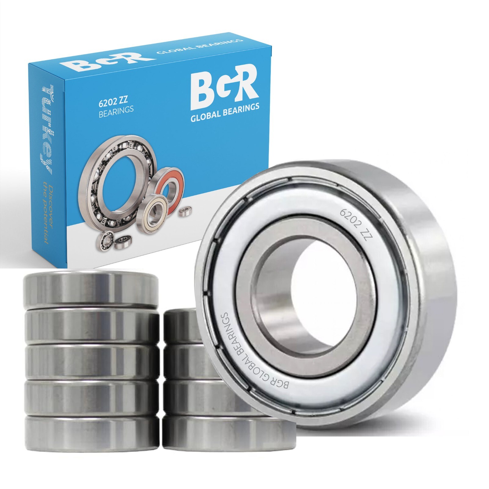 BGR 10 pcs 6202 ZZ Lubricated Chrome Steel Sealed Ball Bearing, 15x35x11 mm