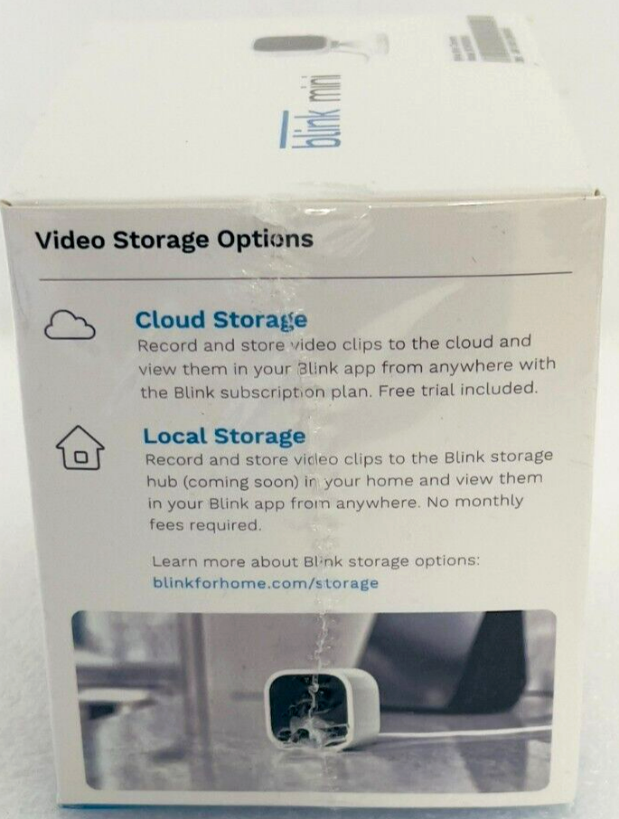 Blink Mini Compact indoor plug-in smart security camera 1080p HD, New