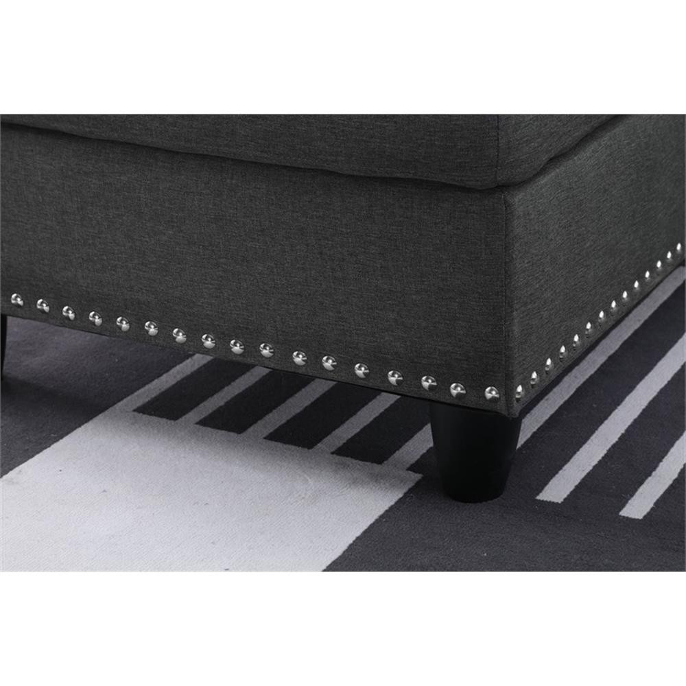 Devion Furniture Polyester Fabric Sectional Sofa with Ottoman-Gray