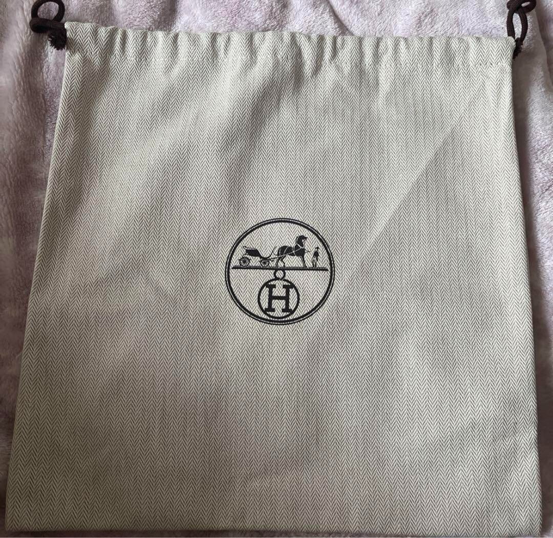 Hermes Storage Dust Bag Drawstring Beige Brown 13" × 13" Used
