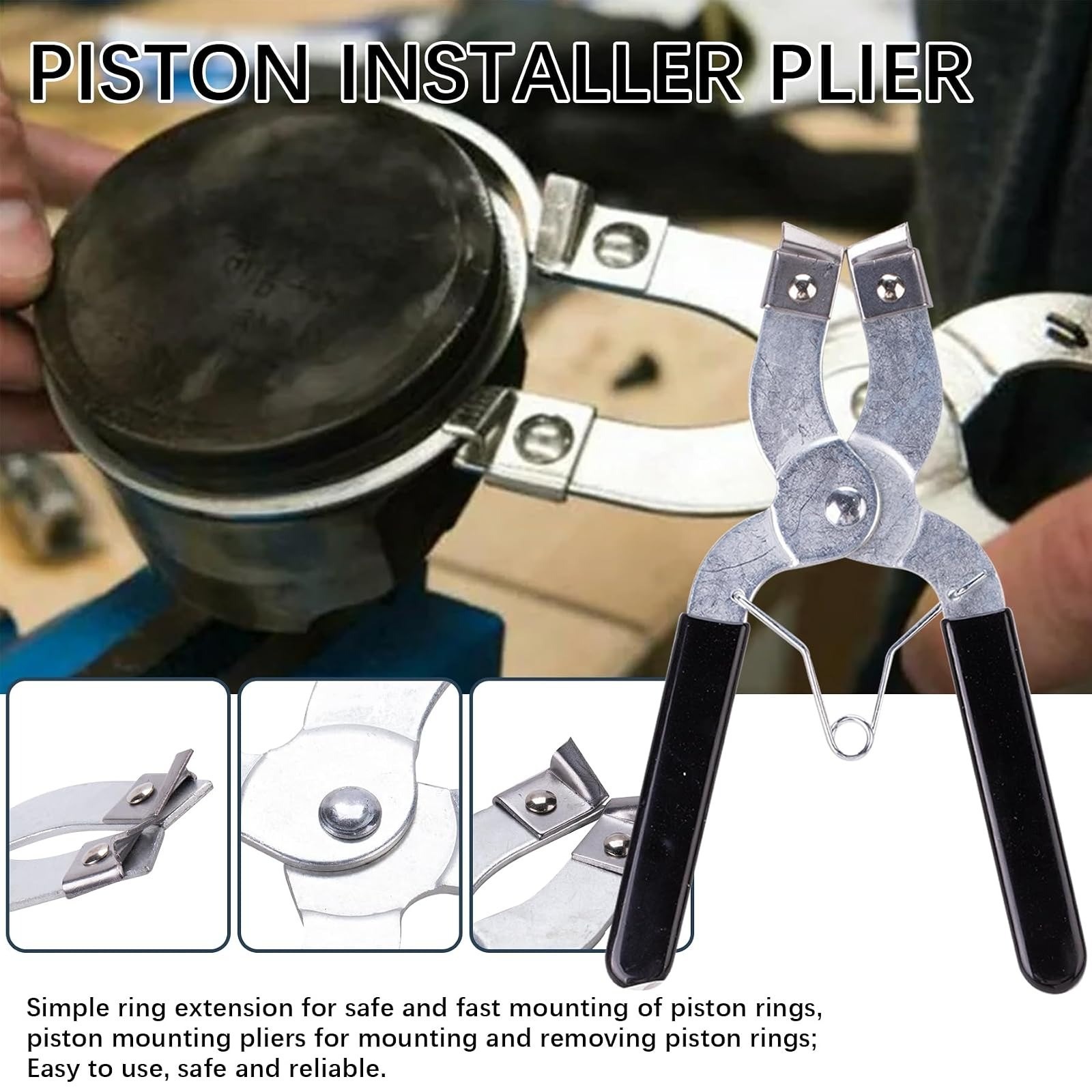 Piston Ring Compressor Tool Kit Adjustable 2-1/8" to 7" with Plier