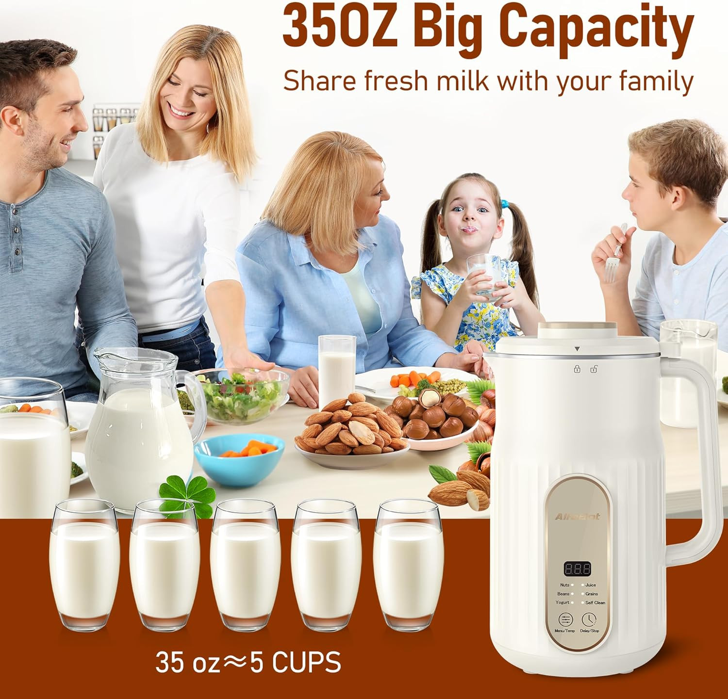 Nut Milk Maker, N2 Automatic Almond Milk Machine for Homemade Plant-Based Milk,