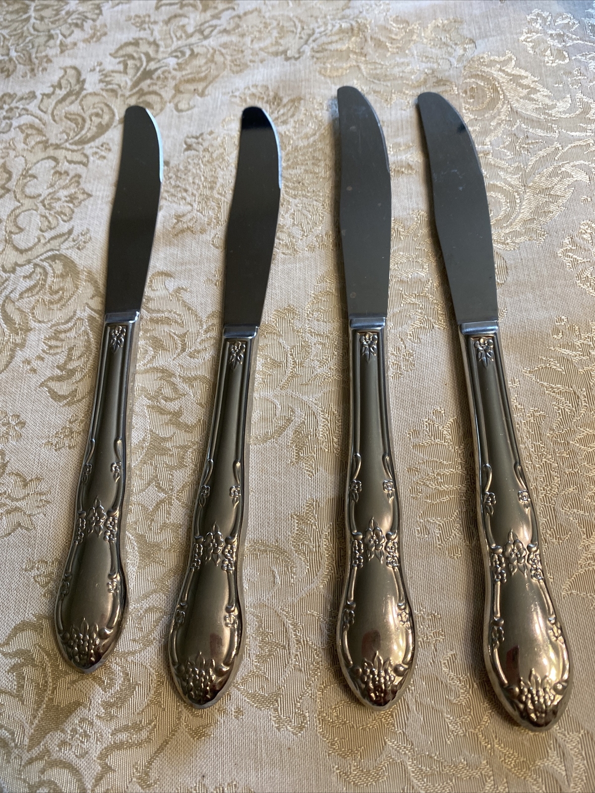 Wm A Rogers Oneida FENWAY DAYDREAM 4 Dinner Knives stainless flatware