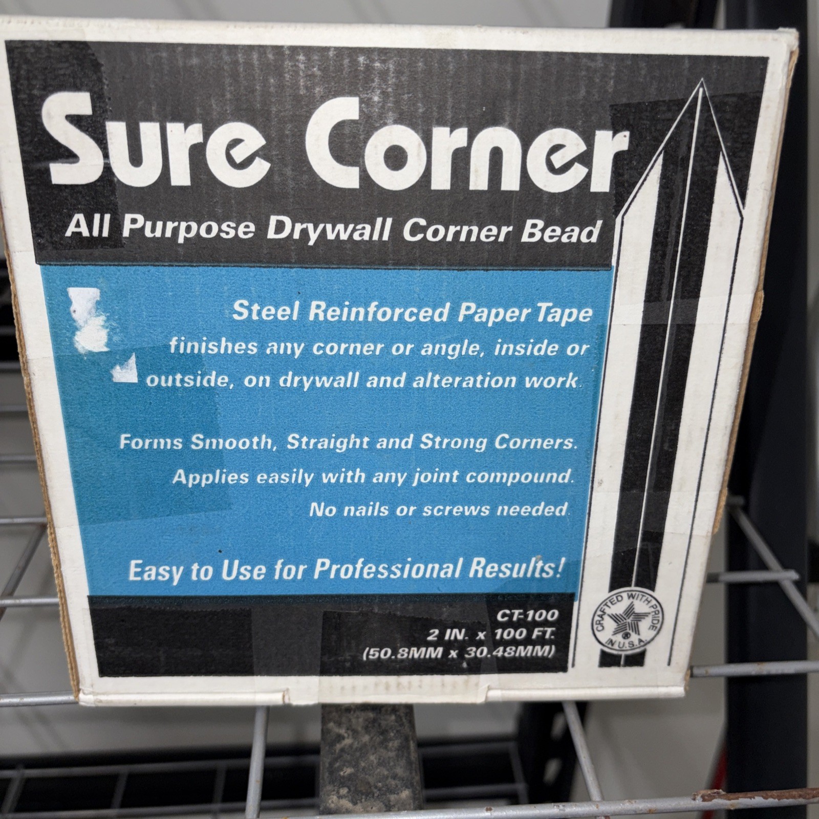 Sure Corner All Purpose Drywall Corner Bead CT-100 2" x 100' Steel Reinforced B2