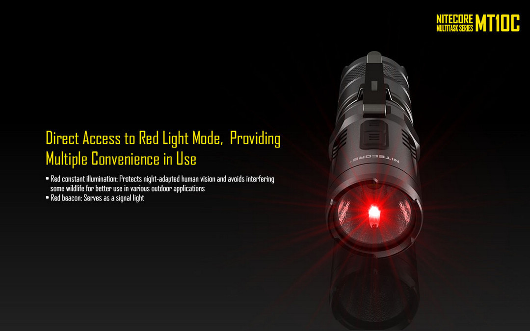 NITECORE MT10C 920lm Tactical Red & White Flashlight with Rechargeable Battery