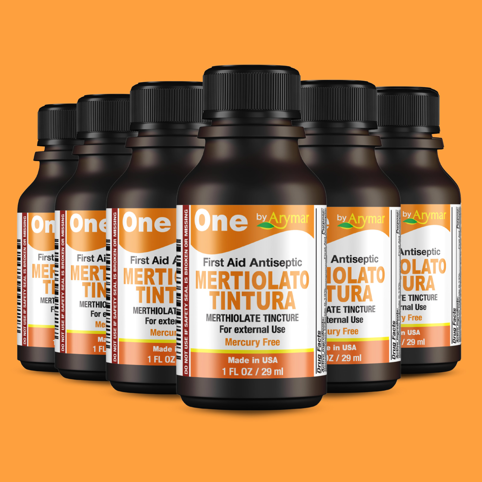 Arymar Mertiolato Tintura – First Aid Antiseptic for Wounds, 1 fl oz (6-Pack)