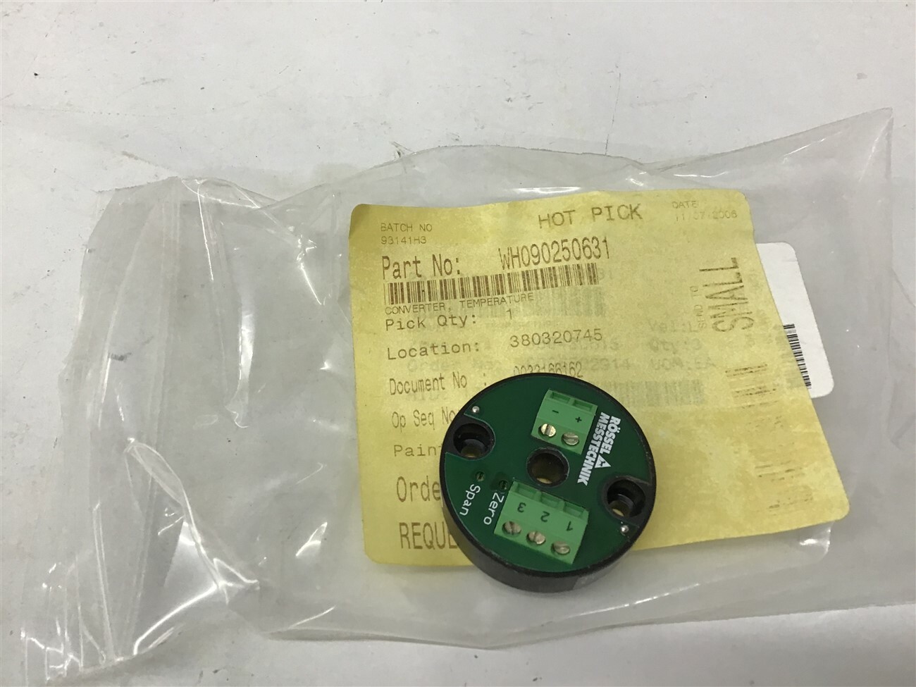 Rossel Messtechnik KAT-TK Type K 12-28 VDC Temperature Transmitter