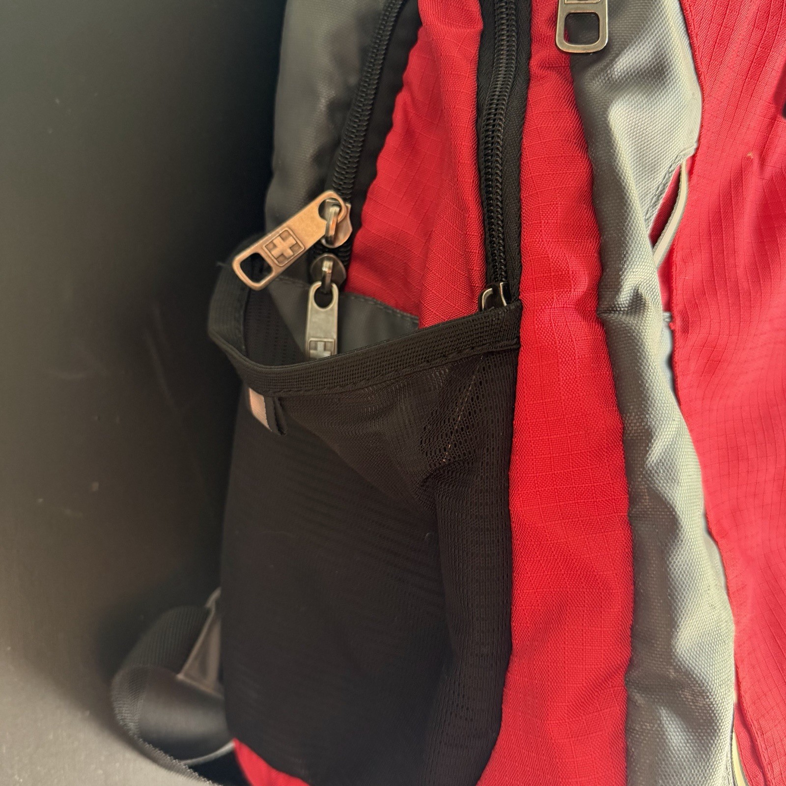 Swiss Tech Gray and Red Reflective Backpack Multiple Pockets School/Work/Hiking
