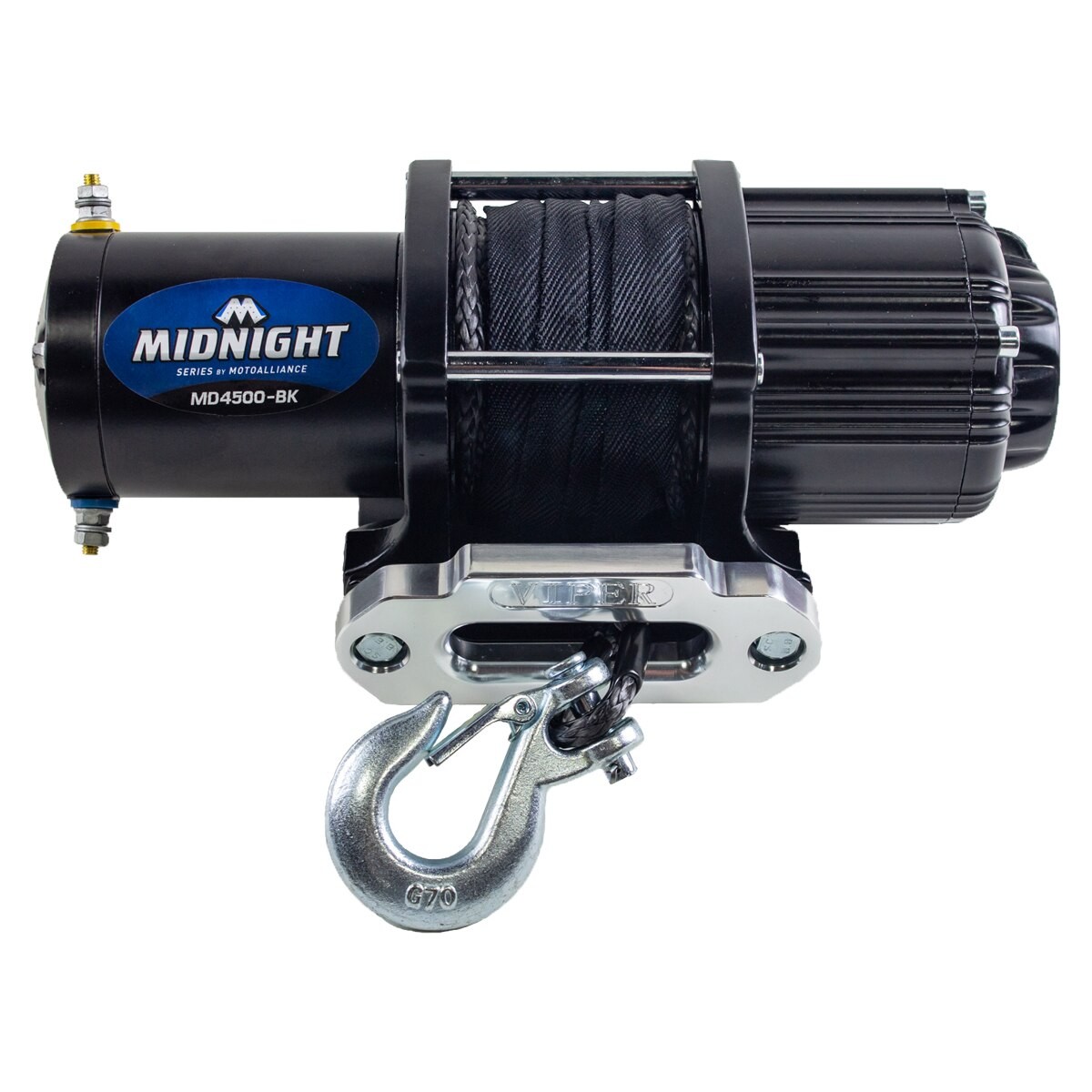 VIPER Midnight 4500lb ATV/UTV Winch Kit with 50 feet BLACK Synthetic Rope