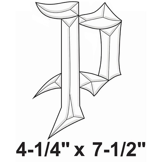 4-1/4"X 7-1/2" Exquisite Clear Glass Letter P Bevel Cluster BLP