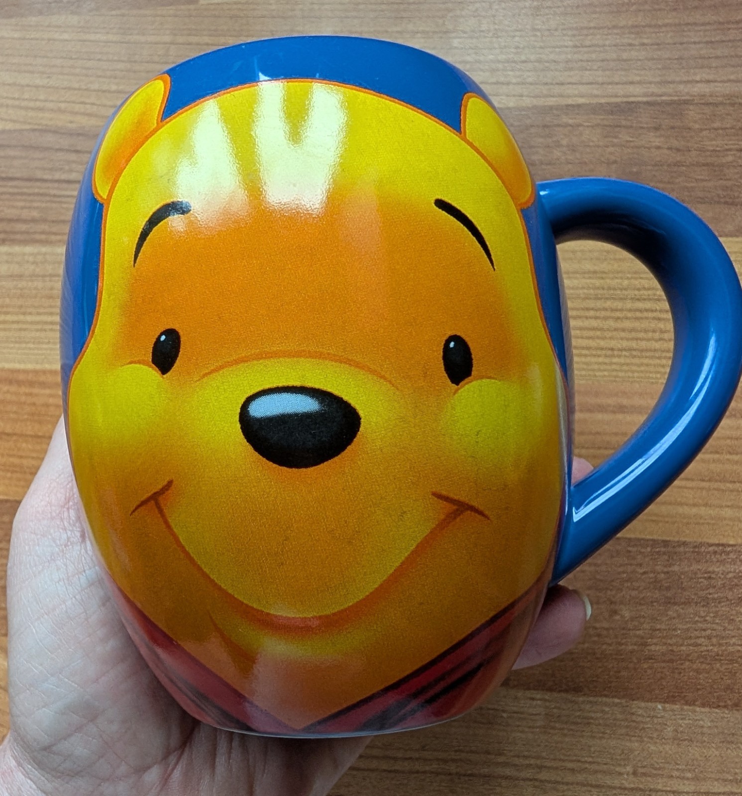 Vintage Disney Winnie the Pooh Tams Mug Large Barrel 90s Cobalt Blue Stoneware