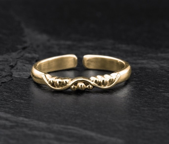 Gorgeous Solid Metal Adjustable Toe Ring For Her 14k Yellow Gold Plated Silver