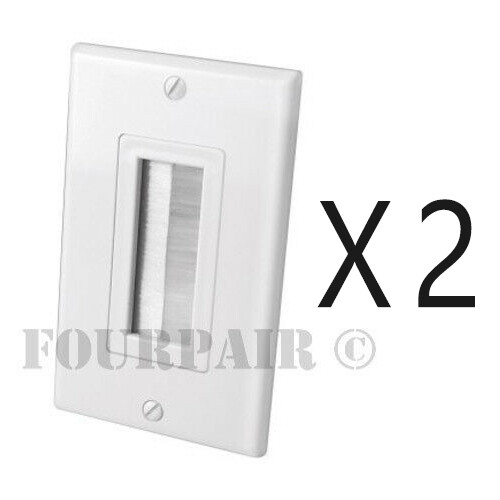2 Pack Brush Bristle Opening Decor Bulk Cable Wire Wall Plate Face Plate White