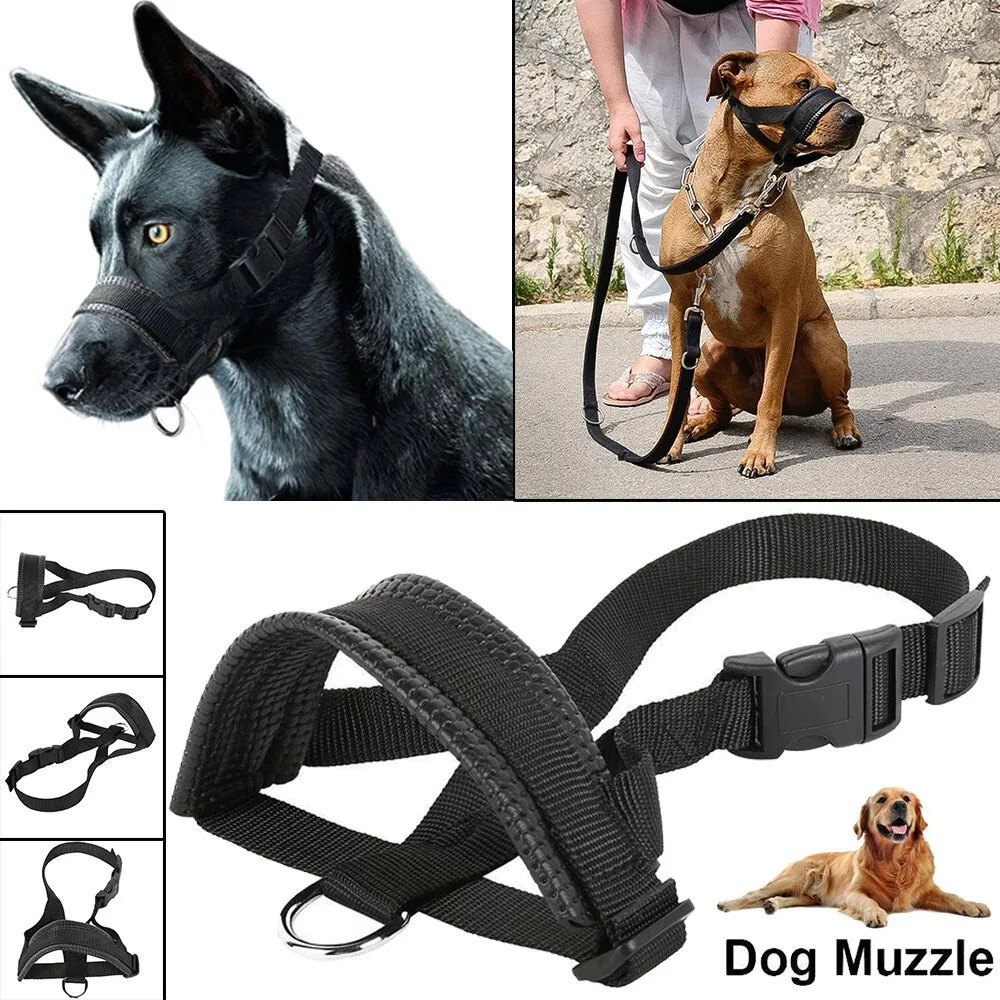 Pet Mask with Dog Mouth Cover for Bite and Noise Prevention Adjustable Nylon Col