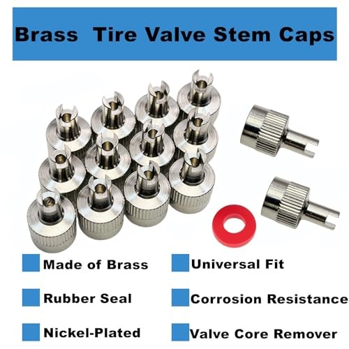 Brass Tire Valve Caps (25 Pack) Heavy-Duty Stem Covers | REMOVER CAPS(25pcs)