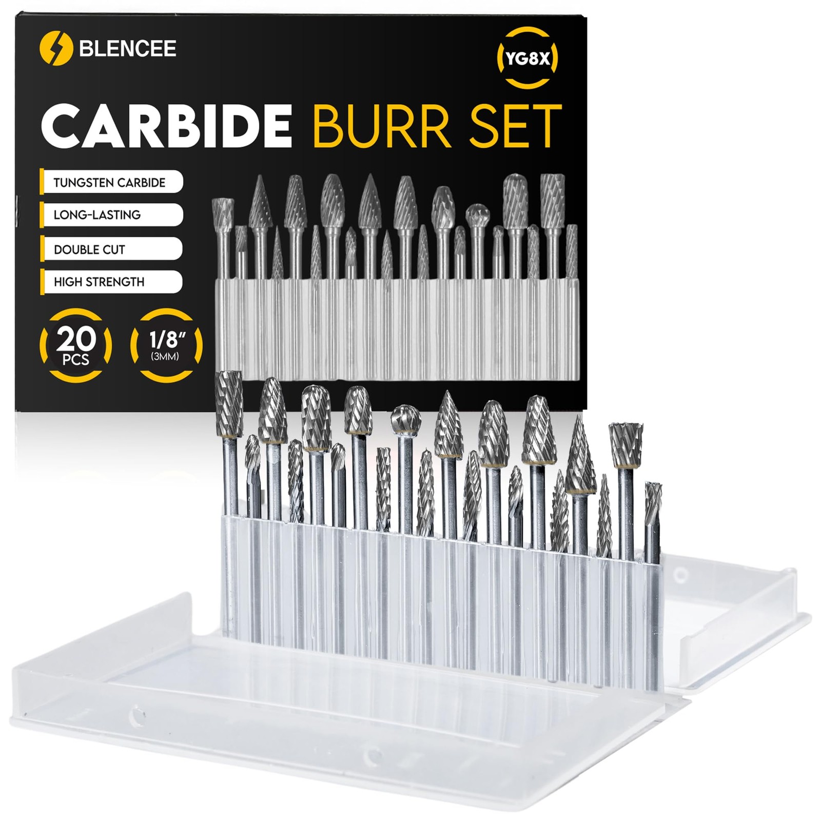 20Pcs Carbide Burr Set - 1/8" Shank Tungsten Die Grinder Bits, Double Cut - C...