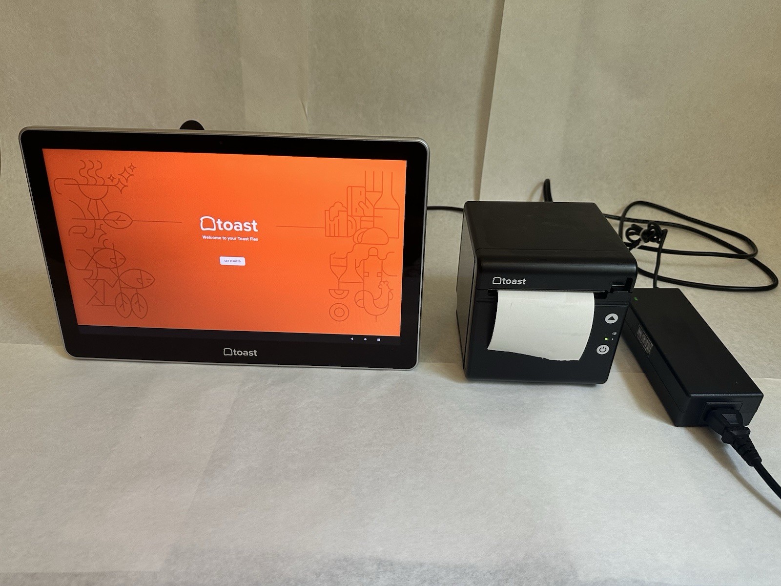 Toast Flex TT200 POS System Display w/ Power Supply And Printer FACTORY RESET