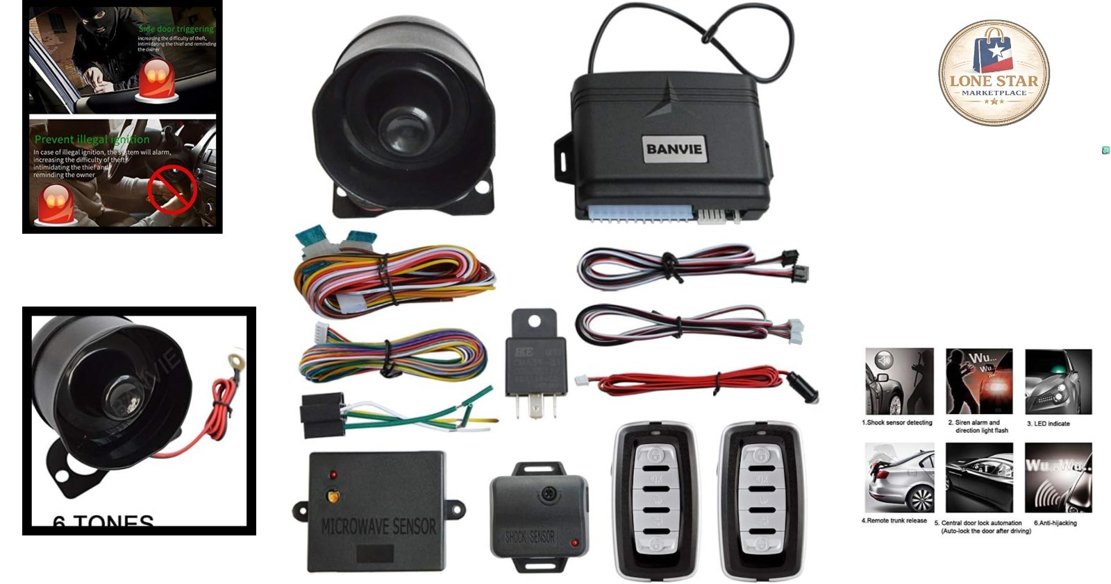 Smart Antitheft Car Alarm System with 110dB Siren & Central Lock Automation
