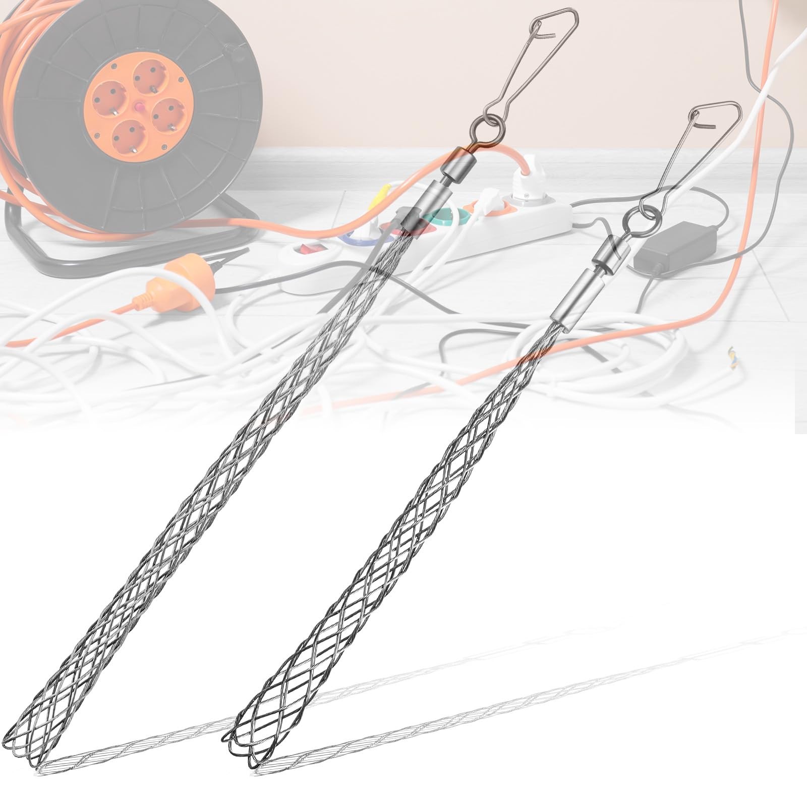 2 Pcs 1/2 in and 3/4 in Wire Pulling Grip Mesh Metal Cable Puller Socks Wire ...