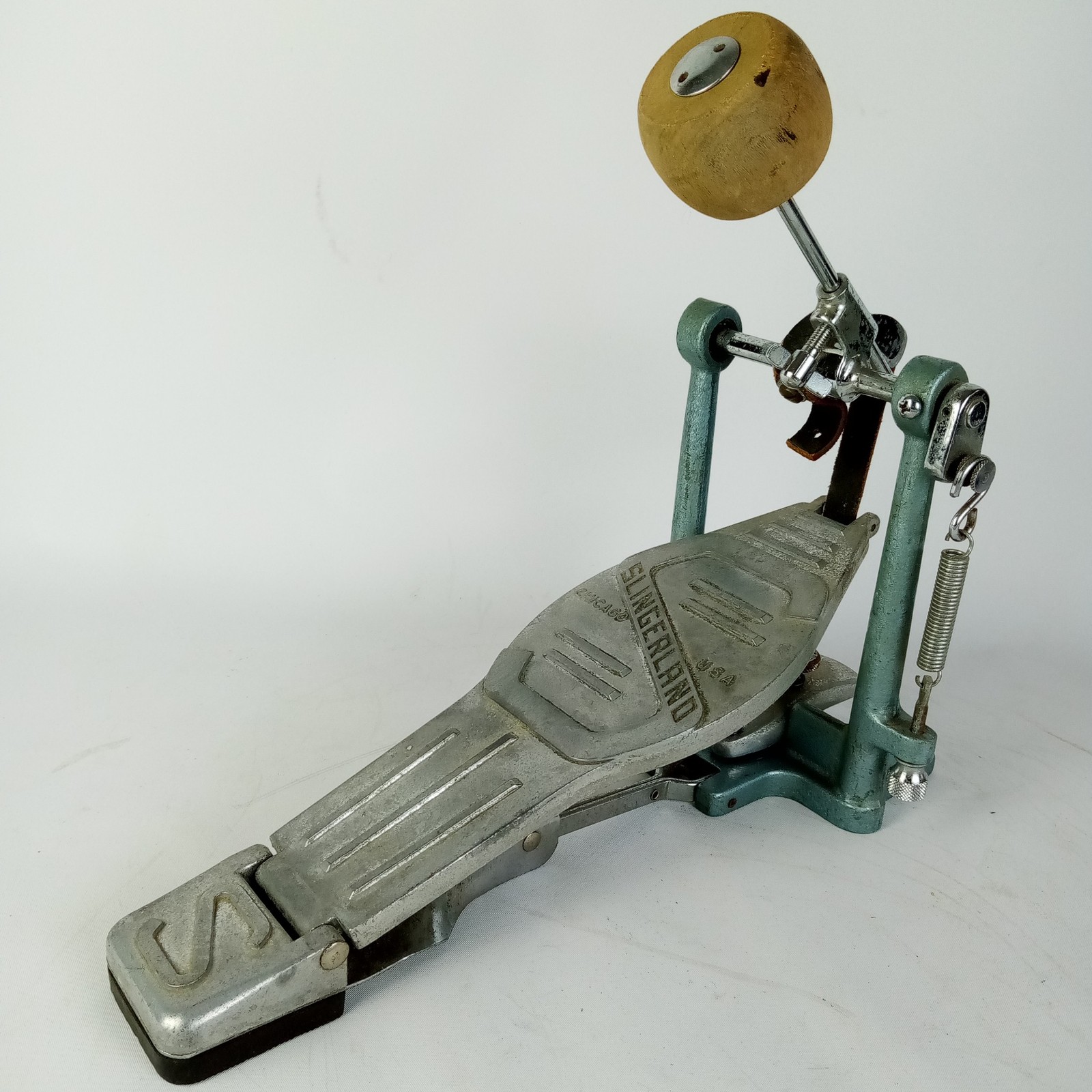 *Slingerland "Tempo King" Bass Pedal+OG Wood Beater Chicago,IL Vintage Kick Drum