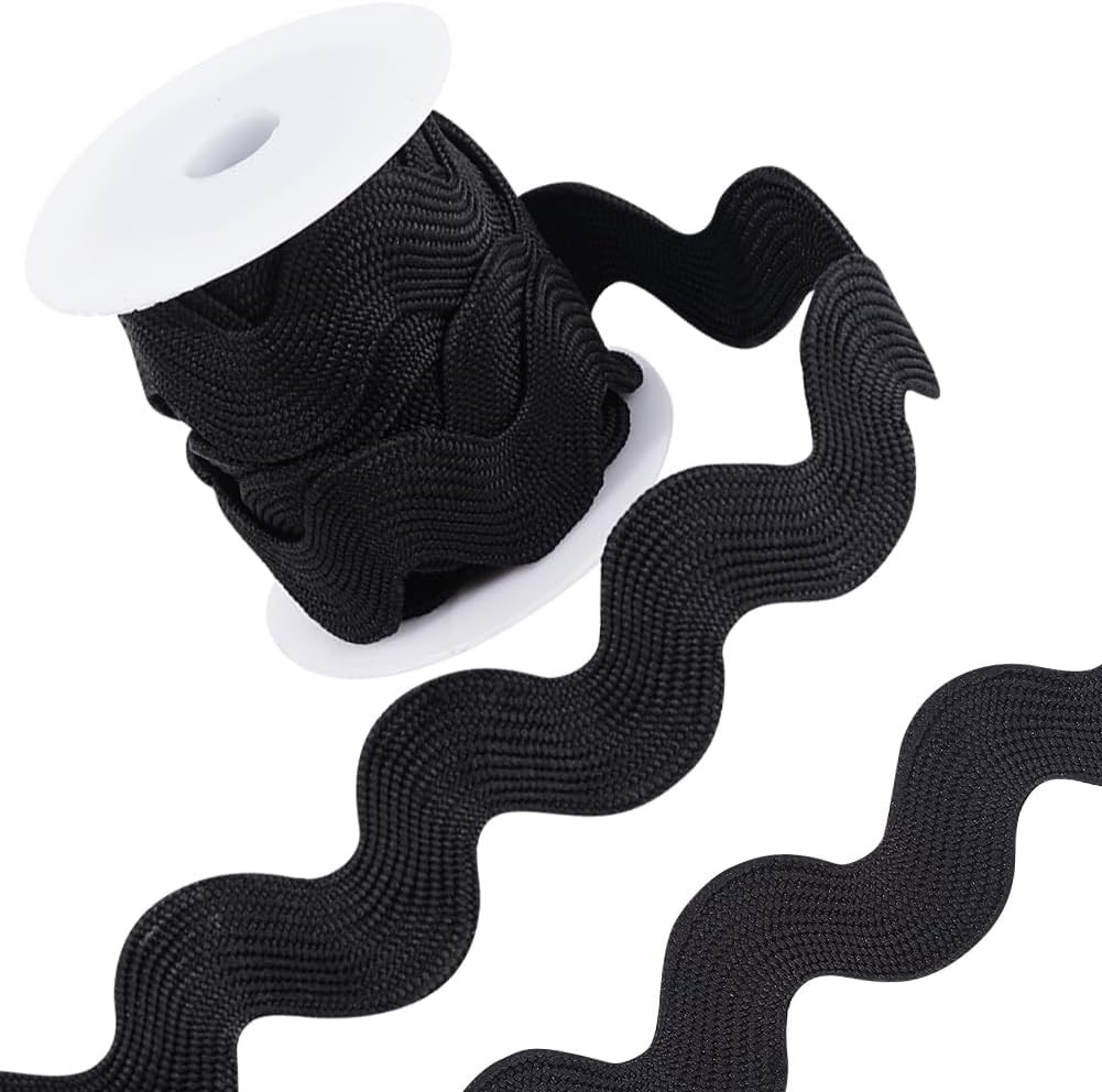 GORGECRAFT 1 Roll 1-3/8 inch(34mm) RIC Rac Trim Ribbon 5 5yard*3.4cm, Black