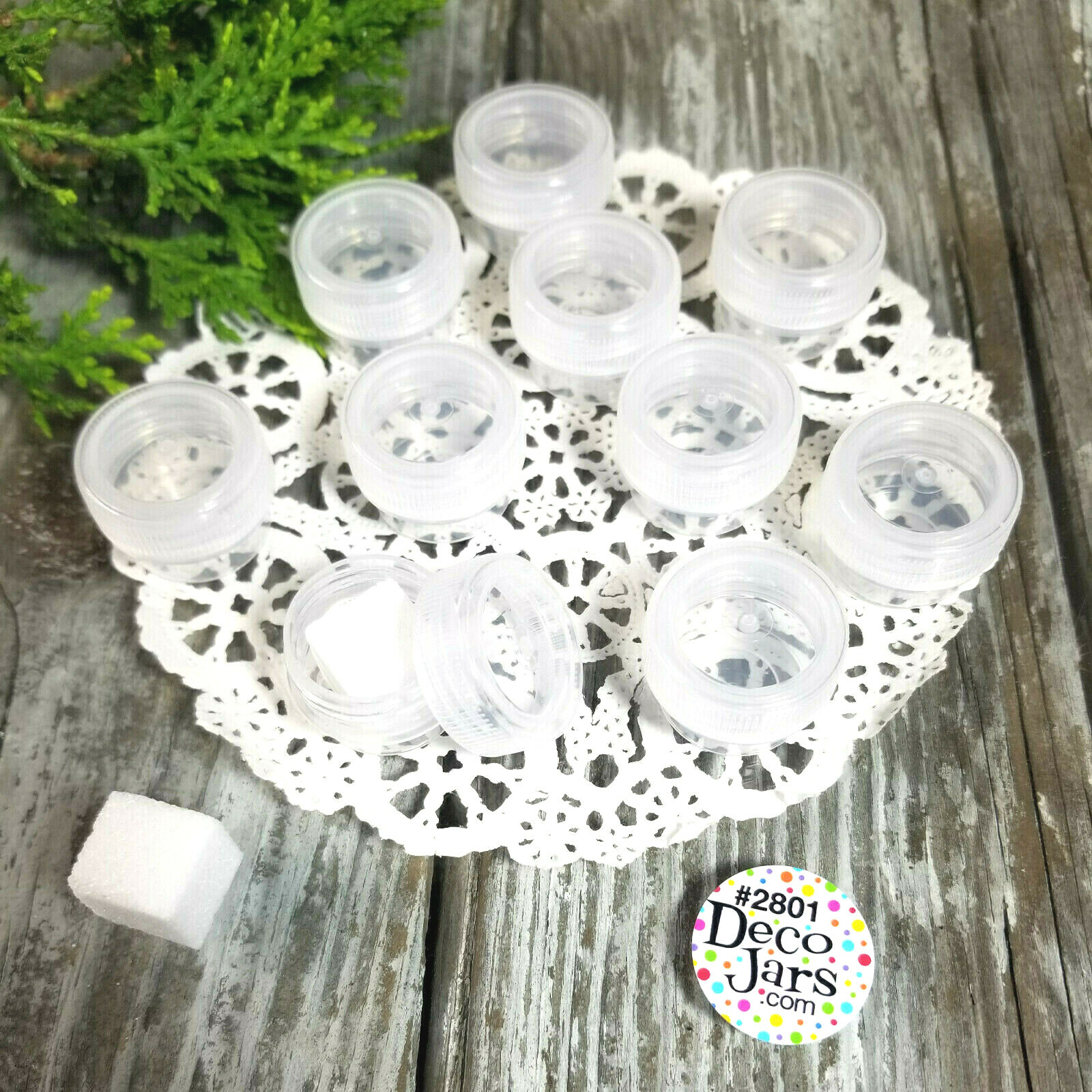 15 Micro Jars 1/8 oz  Tiny Makeup Skincare Container 2801 Clear cap Reusable USA