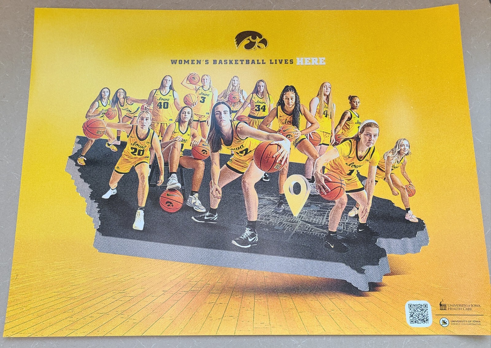 2023-2024 IOWA HAWKEYES Women's Basketball Team Official Poster Caitlin Clark