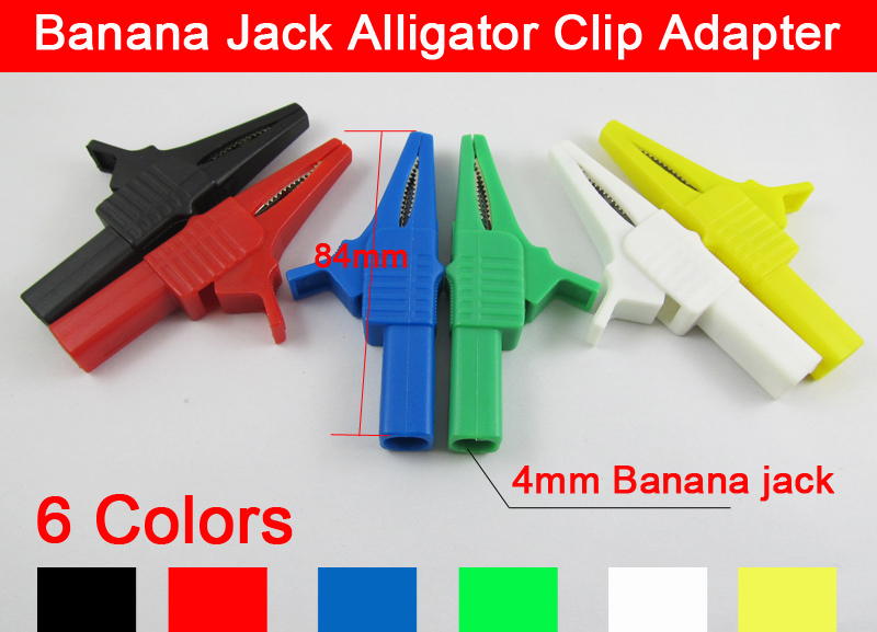 6 Colors 1000V 32A Battery Alligator Kelvin Test Clip to 4mm Banana Jack Lot QTY