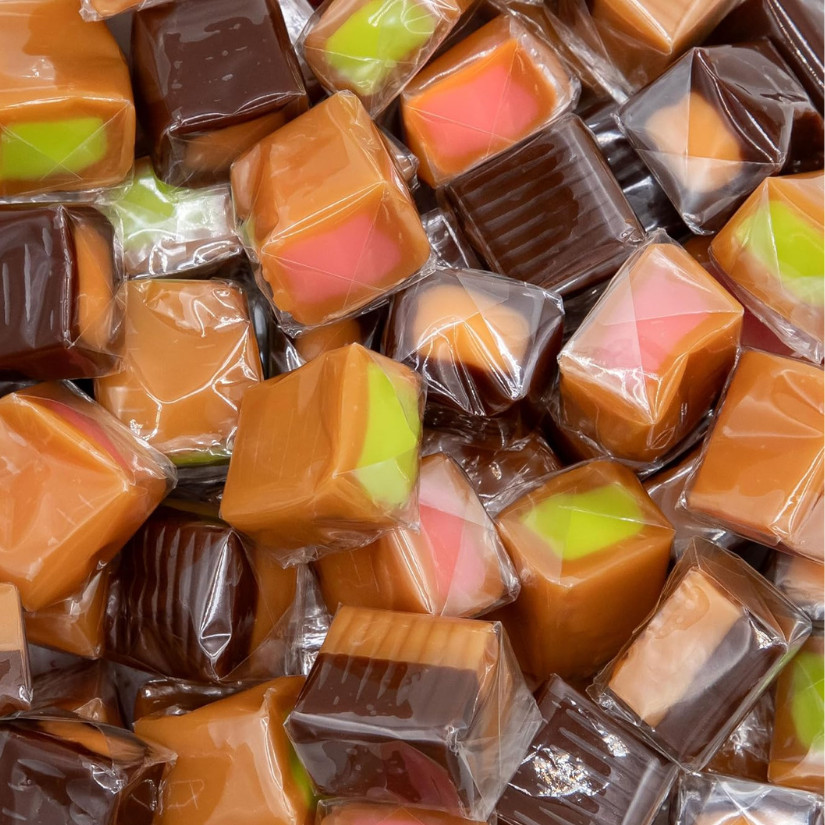 Caramel Cubes Filled Candy | Assorted Flavors | Individually Wrapped | 1LB - 3LB