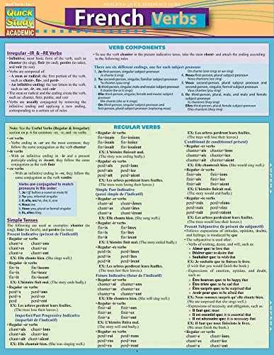 French Verbs (Quick Study Academic) - Pamphlet, by BarCharts Inc. - Very Good