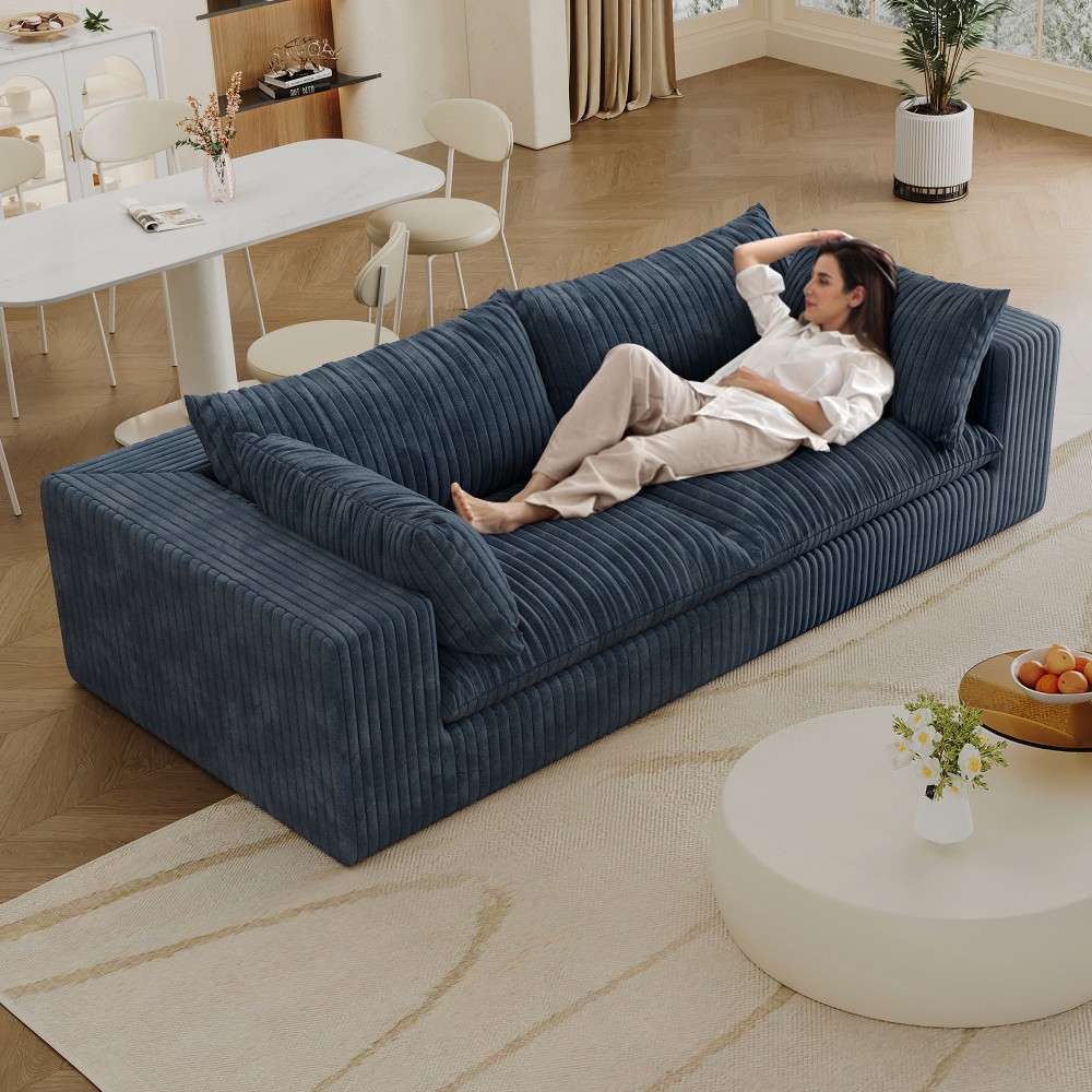 Blue 2-Seat Modular Fabric Sofa Modern Sofa Couch Versatile Design Free Shipping