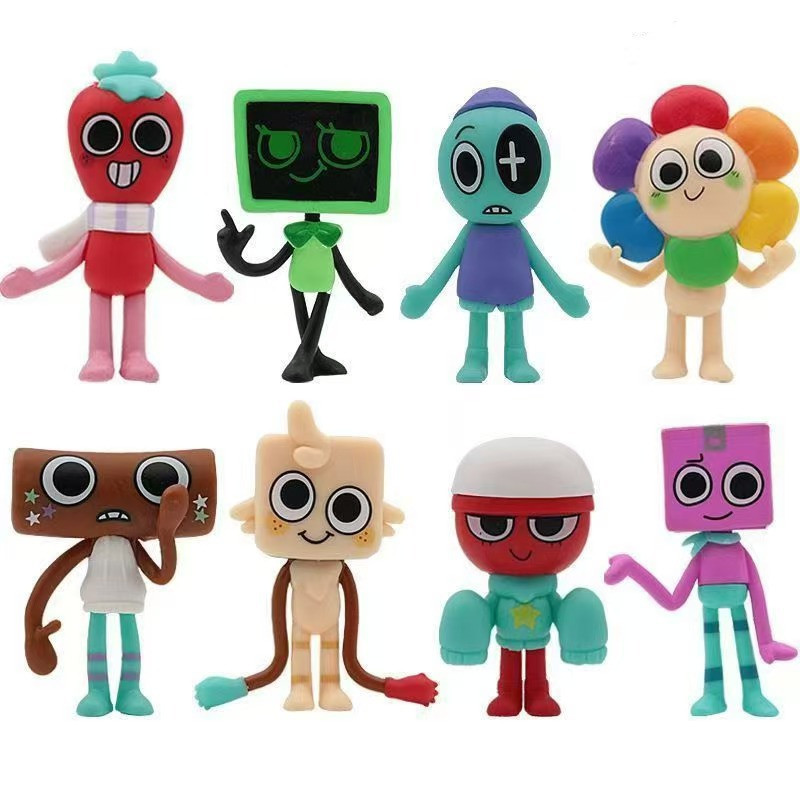 8Pcs dandys Action Figures for Adults Birthday Party Cake Cupcake Toppers Fans