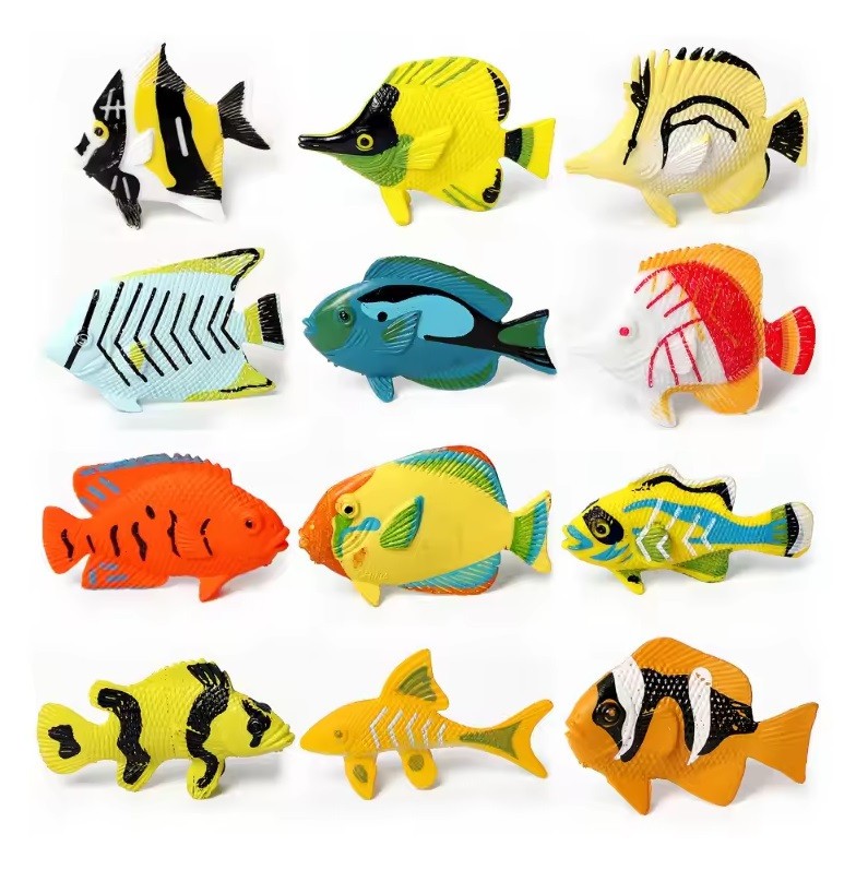 12pcs Tropical Fish Animal Figure Toy PVC Sealife Small Figurine Birthday Gifts
