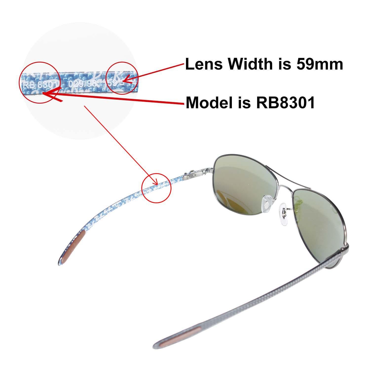 Walleva Black Polarized Replacement For Ray-Ban RB8301 59mm