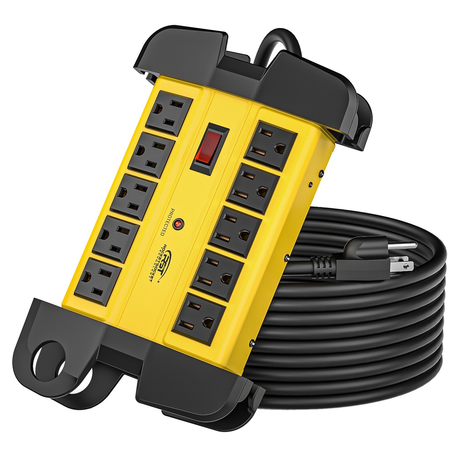 CRST Power Strip 10 Outlets Heavy duty 15 ft cord 2800J Surge Protector 15 Amp