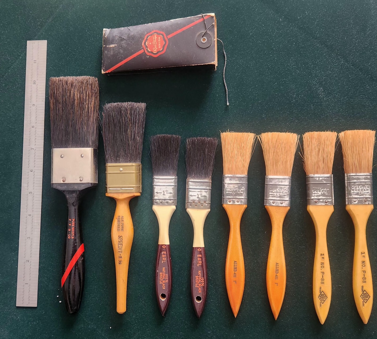 (8) Vintage New Pure Bristle Paint Brushes PPG, Spredit, Earl, Allied & Solo