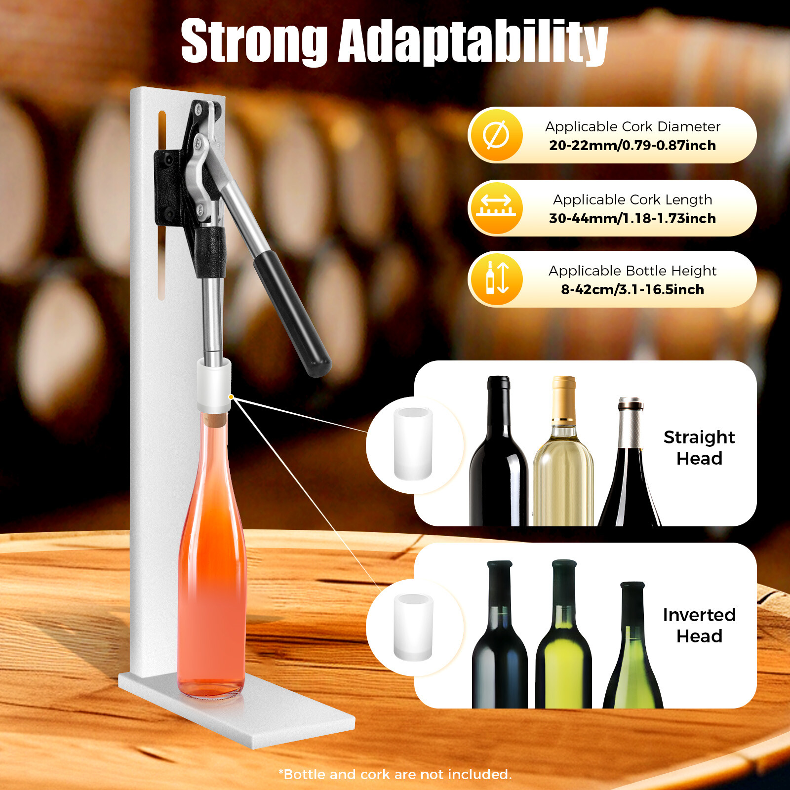 Hand Pressure Manual Corker Wine Corking Inserting Bottle Stopper Corks POM Tool