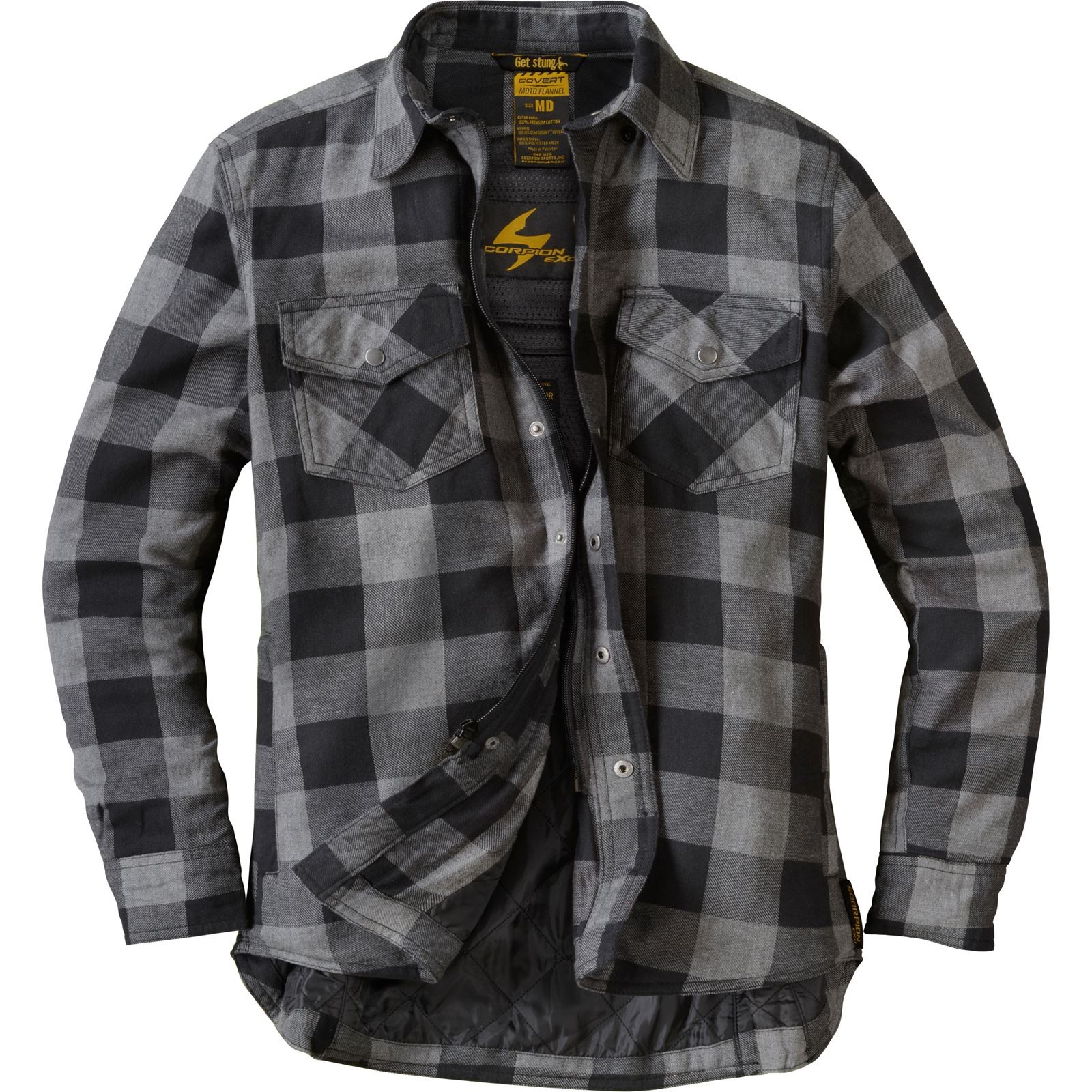 Covert Women's Motorcycle Flannel Riding Shirt - Black/Grey - Medium 52201-4