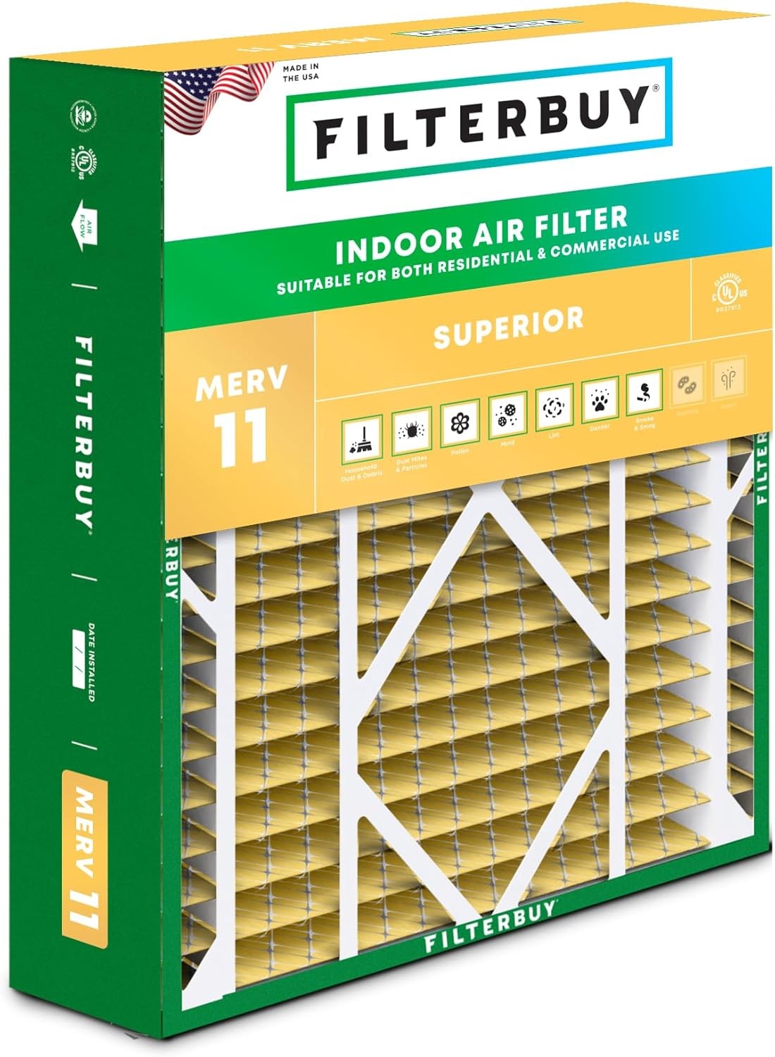 Filterbuy 21x21x5 Air Filters, AC Furnace Replacement for Rheem & Ruud (MERV 11)