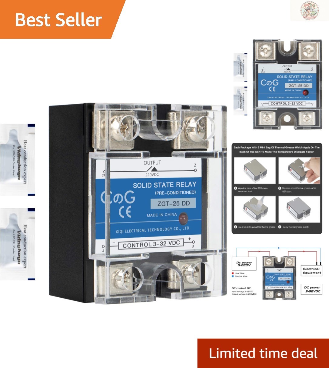 Compact SSR-25DD DC Relay with Thermal Grease for Improved Heat Dissipation