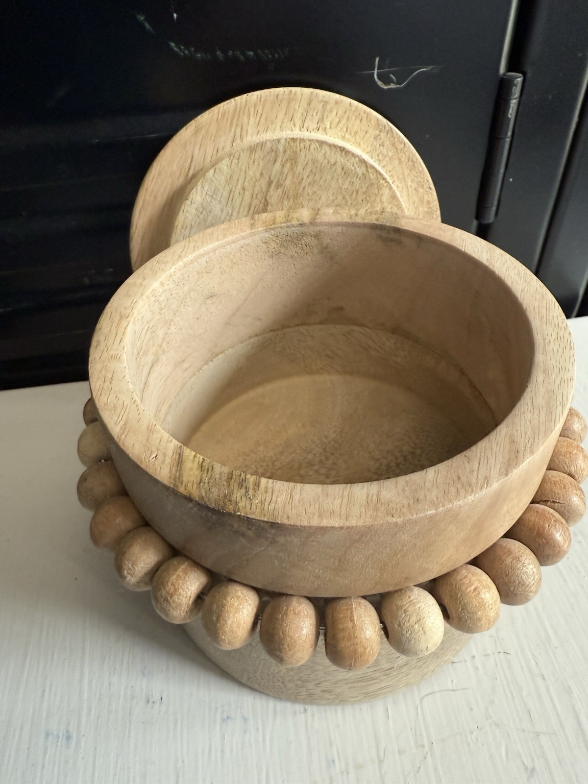 Trinket Box / Keepsake Box WOOD with bead Trim