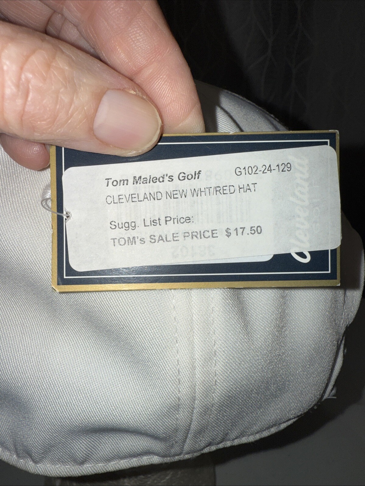 Cleveland Golf Red CG on White Hat Cap Hook Loop Polyester w Tag EUC