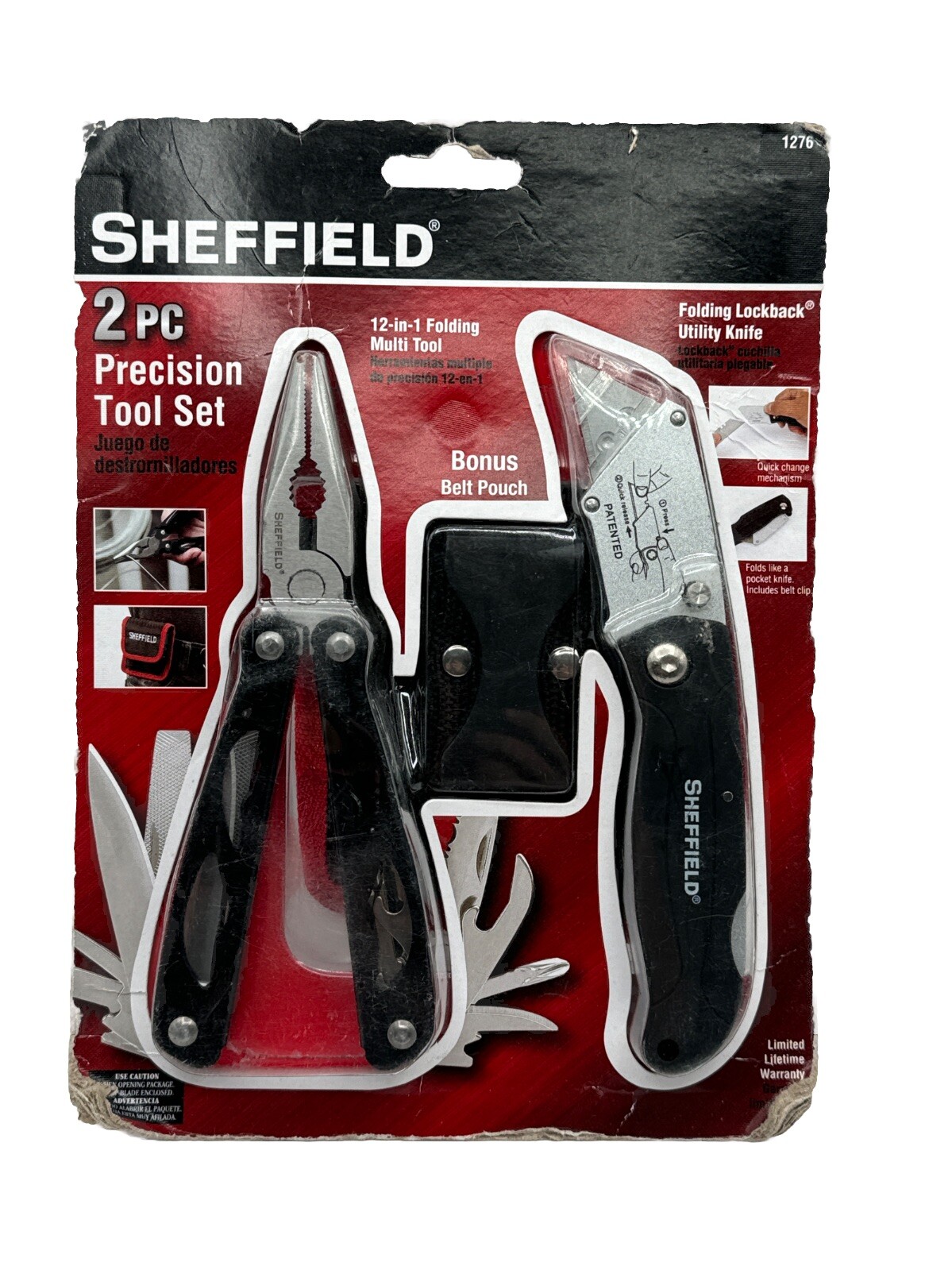 Sheffield 2 pc Precision Tool Set Box Cutter Multitool Belt Case 1276 New