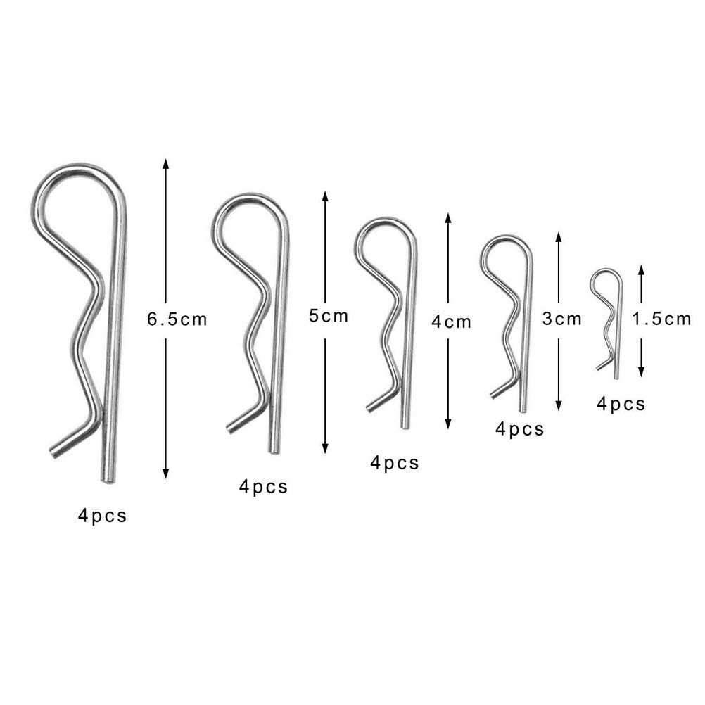 20 Pcs Hardware Pins Cotter Pins Spring Fastener Assortment Kit, Retaining Pins
