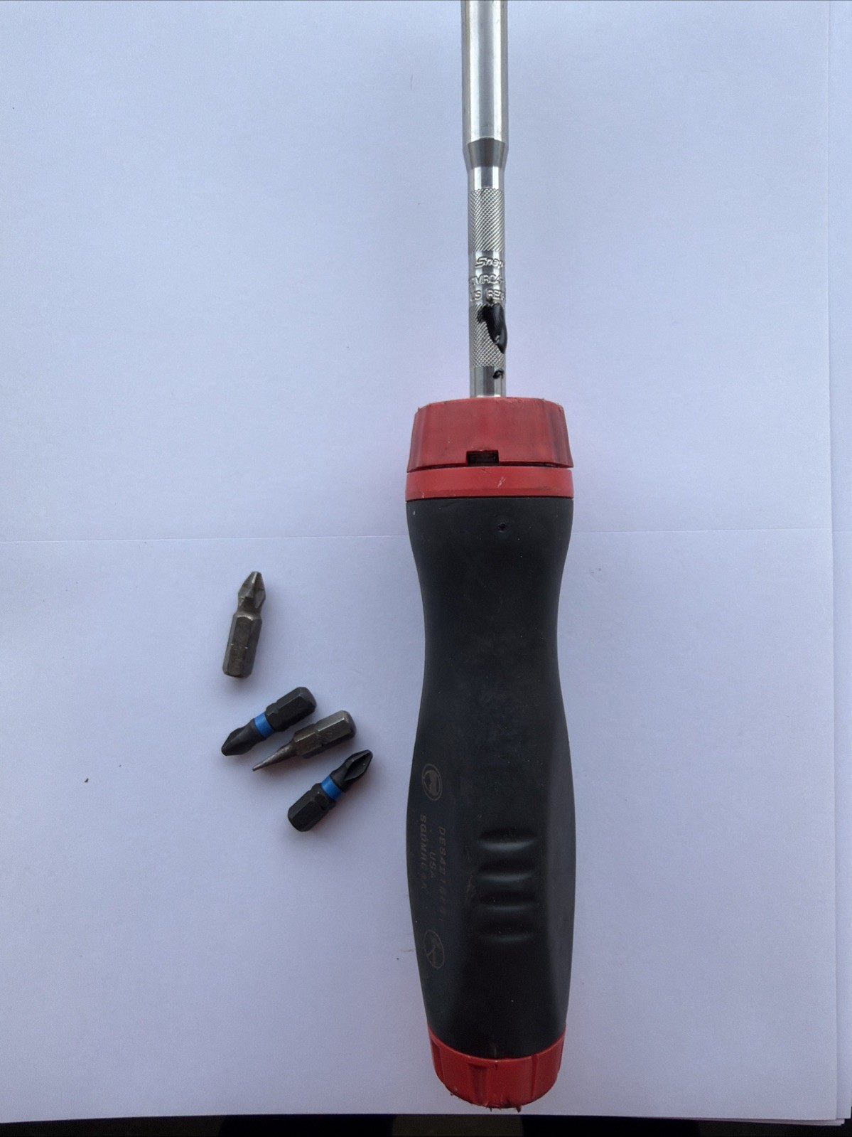 SNAP ON RATCHETING DRIVER SGDMRC4 SOFT GRIP Red Black 🇺🇸 w/ Bits Nice!